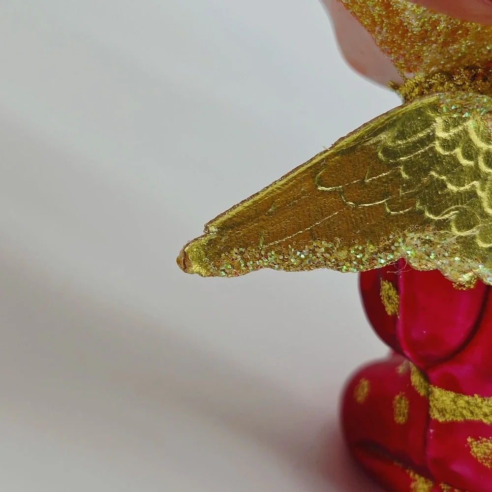VTG Kneeling Praying Angel Blown Glass Christmas Tree Ornament 4